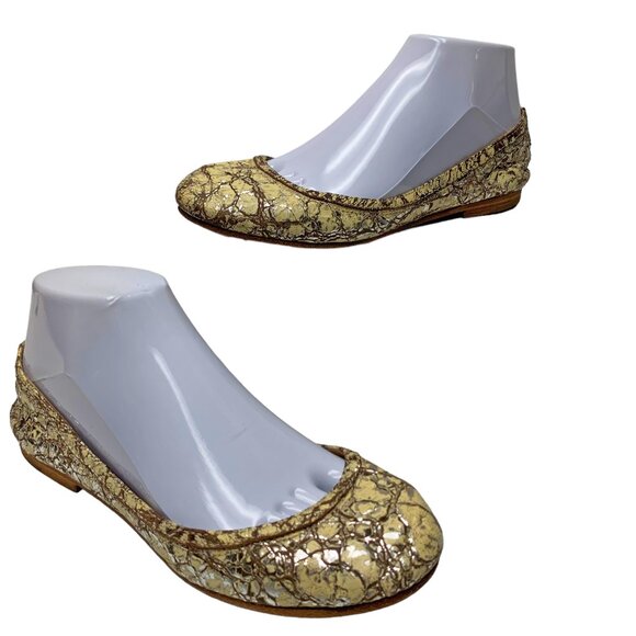 FRYE Carson Cream Silver Crackled Leather Ballet‎ Flats - Picture 9 of 12